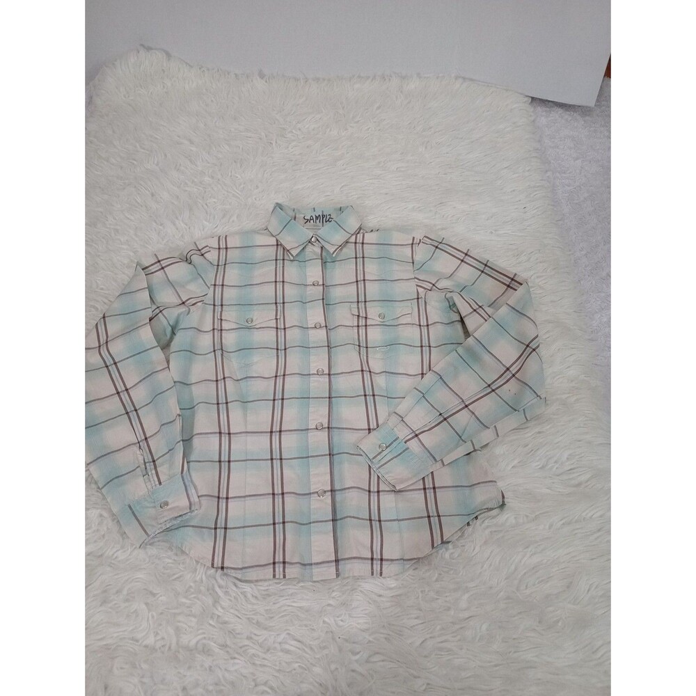 Roper Girls Pearl Snap Western Long Sleeve Shirt Blue & Gray Shimmer Size S - Picture 2 of 8
